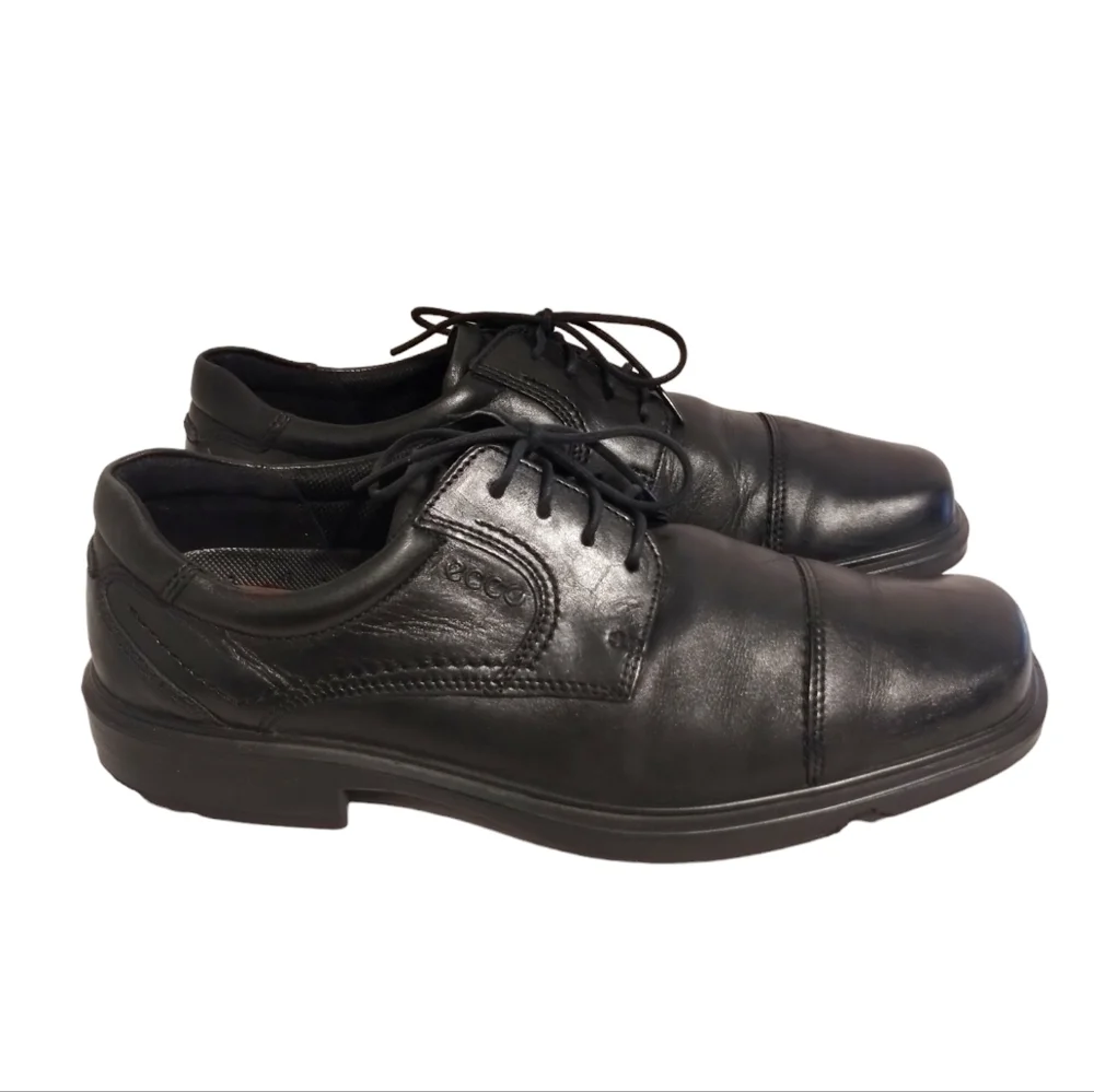 Ecco Helsinki Oxford Men's EUR 44 US 10-10.5 Black Leather Cap Toe Lace Up Shoes
